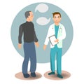 Doctor with patient. vector flat illustration for advertising medical services.