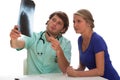 Doctor and patient watching a picture of lungs