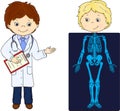 Doctor and patient whose body is shown in the X-ray Royalty Free Stock Photo