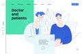 Doctor and patients - medical insurance web template Royalty Free Stock Photo