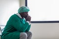 Doctor or Patients sitting on Chair have depression. Man patient in a hospital is discouraged