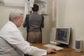 Doctor doing computed tomography of the lungs