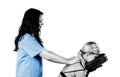 Doctor, physiotherapist examining her patient back and doing dec Royalty Free Stock Photo