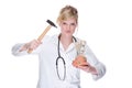 Doctor with piggybank (dollar) Royalty Free Stock Photo