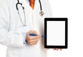 Doctor pointing at digital tablet