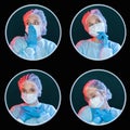 doctor portrait collage shy female nurse set of 4