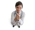 Doctor is praying, begging or asking for help. Royalty Free Stock Photo