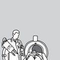 Doctor preparing MRI scanner for patient with copyspace vector i Royalty Free Stock Photo