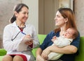 Doctor of prescribes to baby the medication Royalty Free Stock Photo