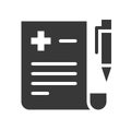 Doctor prescription, healthcare and medical related solid icon