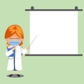 Doctor on presentation. Doctor with clipboard giving medical presentation Royalty Free Stock Photo