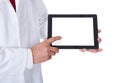 Doctor presenting empty tablet