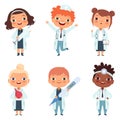 Doctor profession. Childrens in different poses