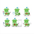 Doctor profession emoticon with arrow up cartoon character Royalty Free Stock Photo