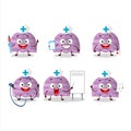 Doctor profession emoticon with blueberry ice cream scoops cartoon character