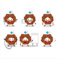 Doctor profession emoticon with chocolate donut cartoon character