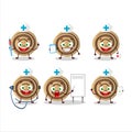 Doctor profession emoticon with cookies spiral cartoon character