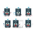 Doctor profession emoticon with loudspeaker cartoon character Royalty Free Stock Photo