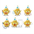 Doctor profession emoticon with maple yellow leaf cartoon character