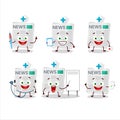 Doctor profession emoticon with newspaper cartoon character