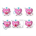 Doctor profession emoticon with pink cupid love arrow cartoon character Royalty Free Stock Photo