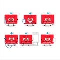 Doctor profession emoticon with red christmas envelopes cartoon character