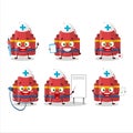 Doctor profession emoticon with red dynamite bomb cartoon character Royalty Free Stock Photo
