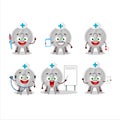 Doctor profession emoticon with silver medals ribbon cartoon character