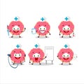 Doctor profession emoticon with strawberry donut cartoon character
