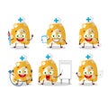 Doctor profession emoticon with surfing board cartoon character Royalty Free Stock Photo