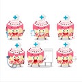 Doctor profession emoticon with sweety cake cherry cartoon character