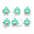 Doctor profession emoticon with vanilla blue donut cartoon character