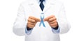 Doctor with prostate cancer awareness ribbon