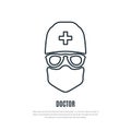 Doctor in protective mask liner icon.