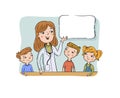 Doctor talk to children