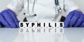 The doctor put together a word from cubes SYPHILIS