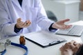 Doctor are recommending medicines to patients after being examined and diagnosed by the patient's doctor Royalty Free Stock Photo