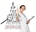 Doctor recording the results an eyesight test Royalty Free Stock Photo