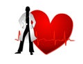 Doctor With Red Heart EKG Line Royalty Free Stock Photo