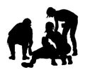 Doctor rescue first aid silhouette. Patient man collapsed in unconscious on street. Sneak attack victim rescue. CPR rescue