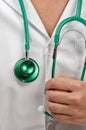 Doctor resident with a green stetoscopio Royalty Free Stock Photo