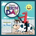 Happy Birthday to My Friend Vector Cute Cartoon Royalty Free Stock Photo