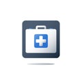 First aid kit, doctor`s bag, medical services, health care policy, healthcare insurance Royalty Free Stock Photo