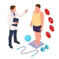 Doctor`s consultation for an overweight patient. Health risk, obesity. Doctor`s recommendations. Sport.