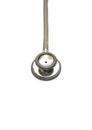 Doctor's grey stethoscope on white