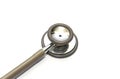 Doctor's grey stethoscope on white back