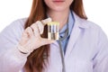 Doctor's hand holding a bottle of urine sample Royalty Free Stock Photo