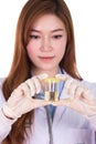 Doctor's hand holding a bottle of urine sample Royalty Free Stock Photo