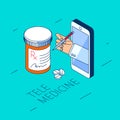 Doctor`s hand is holding pill bottle with drugs and cure. Royalty Free Stock Photo
