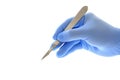 Doctor's hand holding a scalpel with clipping path